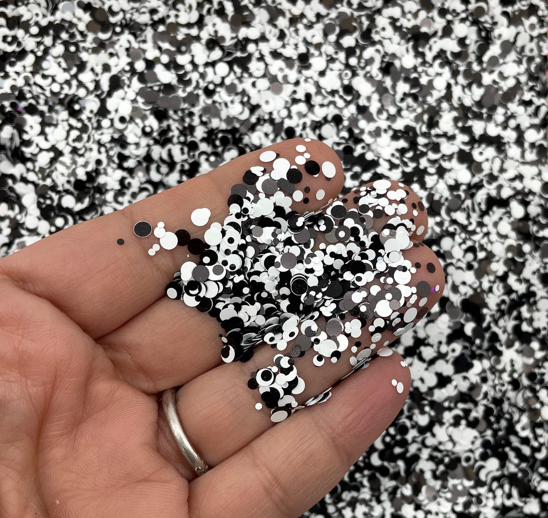 Black & White Chunky Glitter Mix, Cookies & Cream, 3oz & 5oz